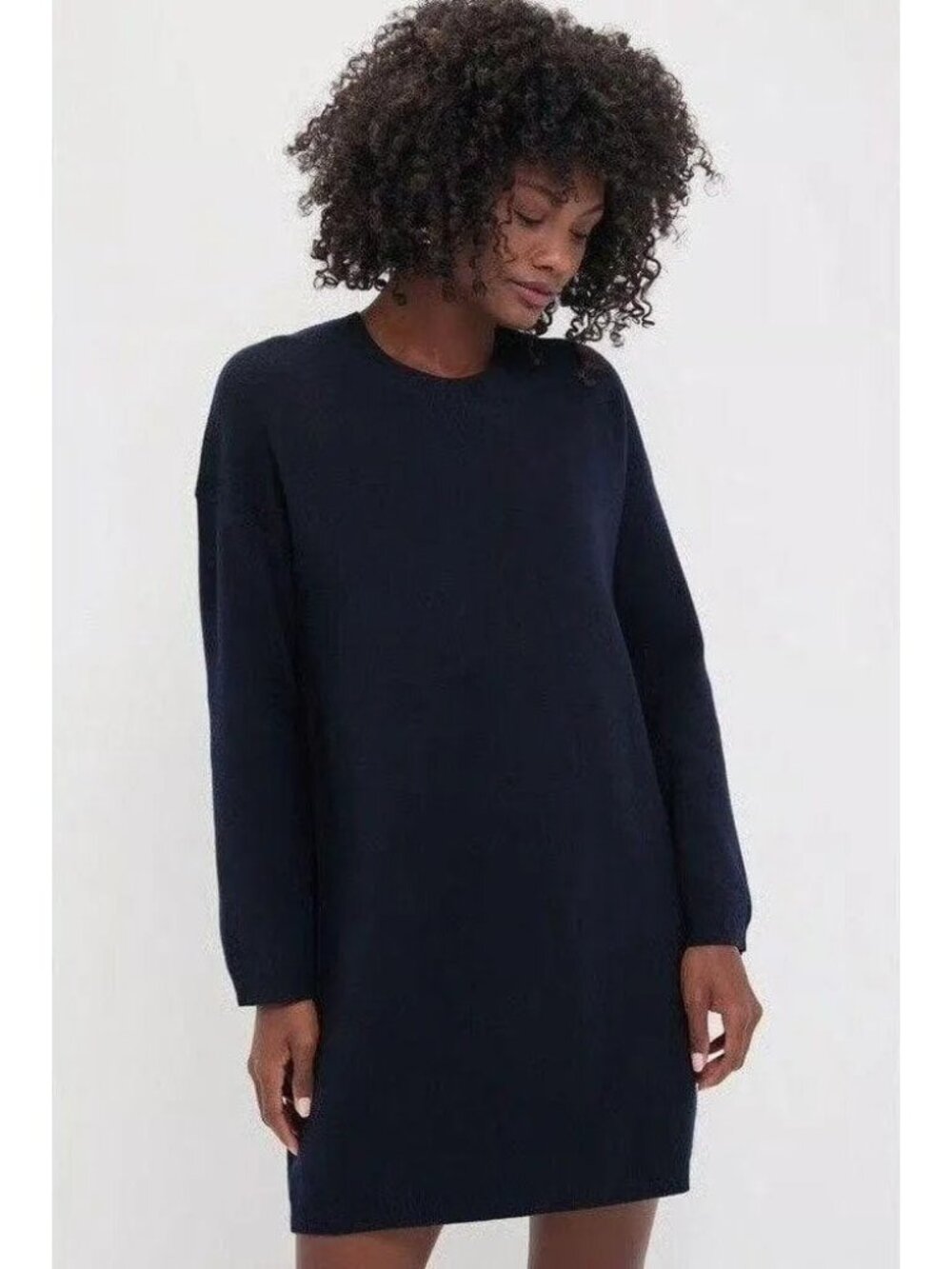 Pomander Place Drop Sleeve Sleek Tunic Mini Sweater Dress Navy Size Medium NWT